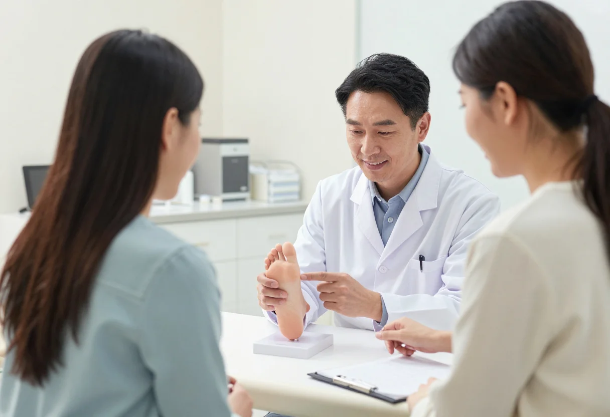 professional podiatrist doctor consults